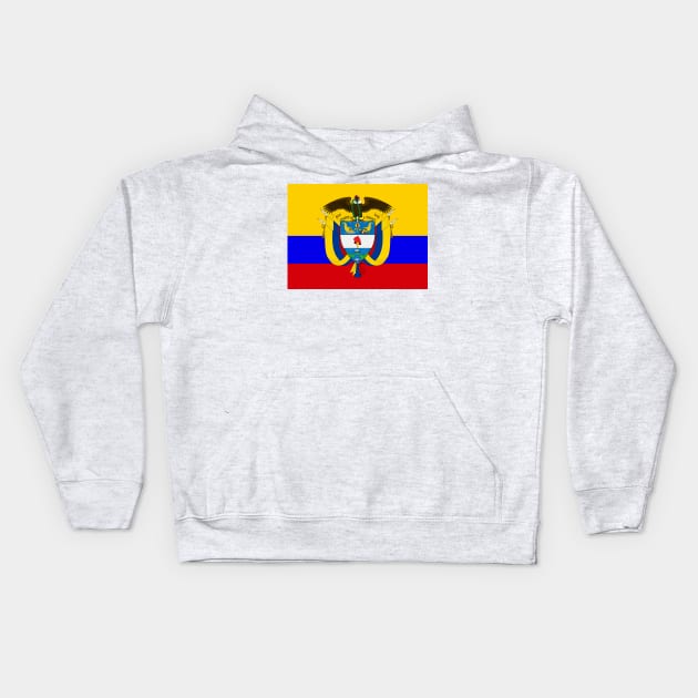 Colombia coat of arms flag Kids Hoodie by AidanMDesigns